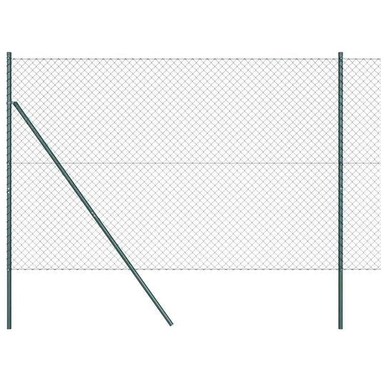 Kettengliedzaun mit Pfosten Grün 1.6 x 10 m Stahl