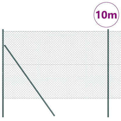 Kettengliedzaun mit Pfosten Grün 1.6 x 10 m Stahl