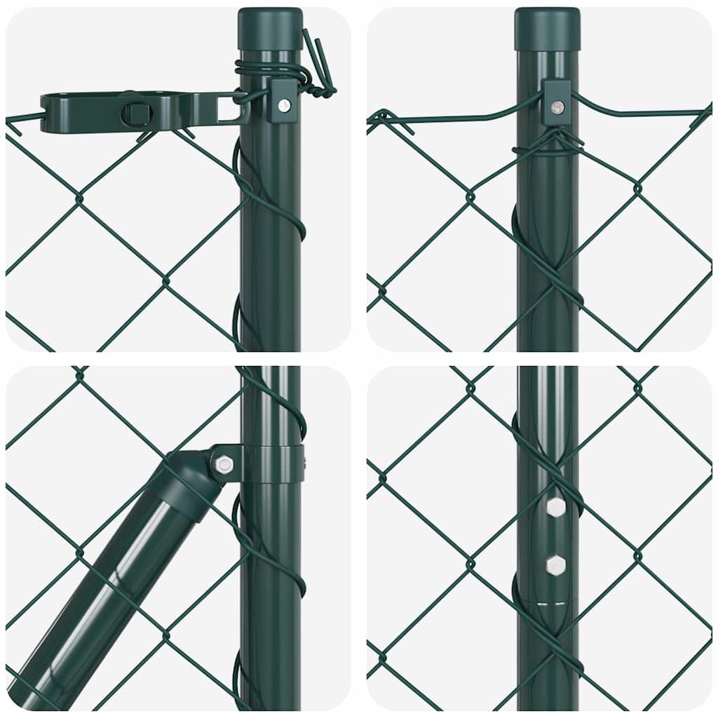 Kettengliedzaun mit Pfosten Grün 1 x 10 m Stahl