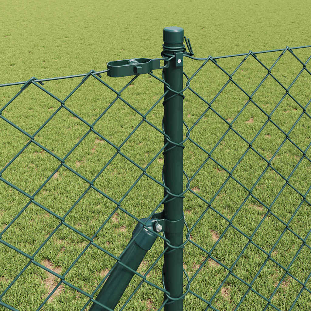 Kettengliedzaun mit Pfosten Grün 1 x 10 m Stahl