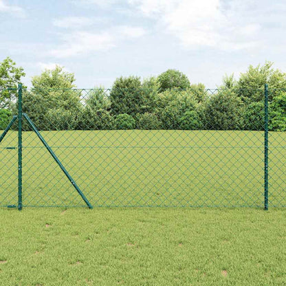 Kettengliedzaun mit Pfosten Grün 1 x 10 m Stahl