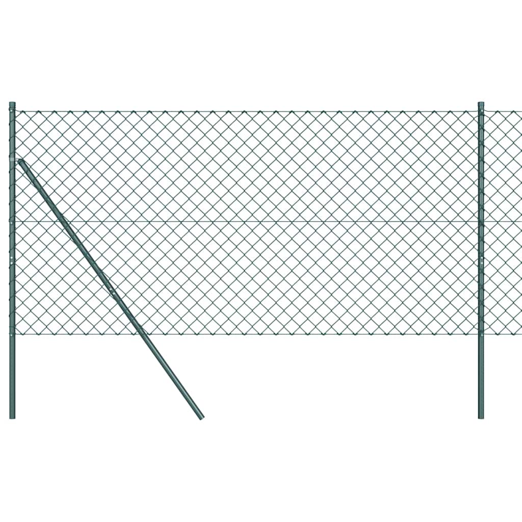 Kettengliedzaun mit Pfosten Grün 1 x 10 m Stahl