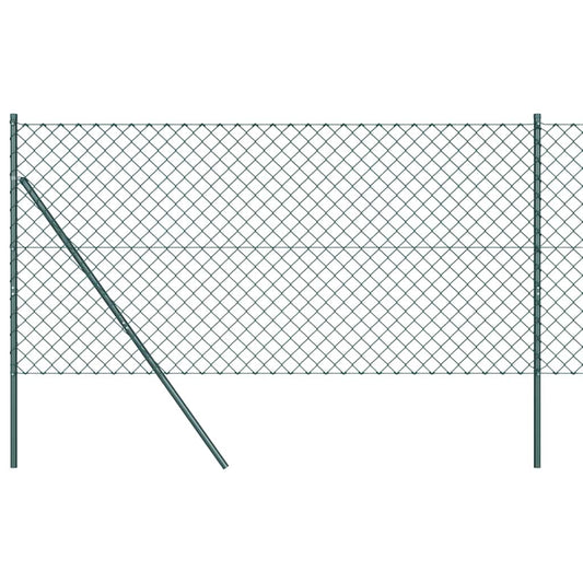 Kettengliedzaun mit Pfosten Grün 1 x 10 m Stahl
