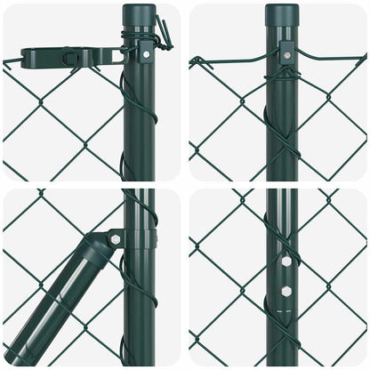 Kettengliedzaun mit Pfosten Grün 1.4 x 10 m Stahl