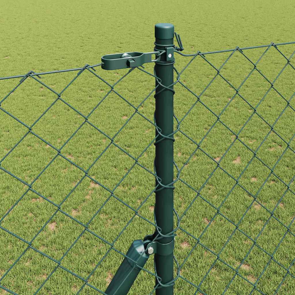 Kettengliedzaun mit Pfosten Grün 1,6 x 10 m Stahl