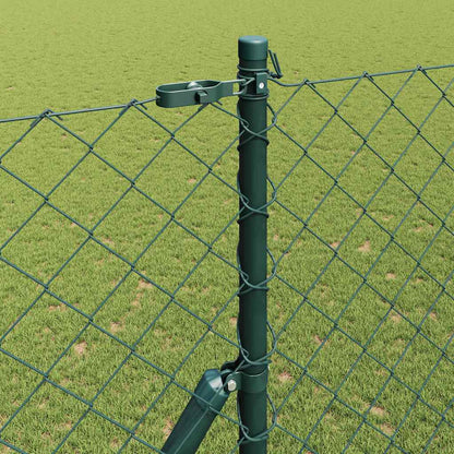 Kettengliedzaun mit Pfosten Grün 1,6 x 10 m Stahl