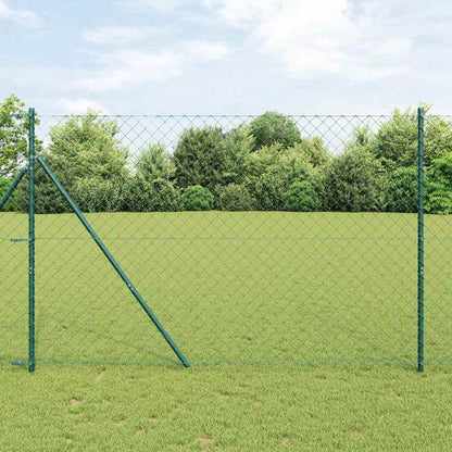 Kettengliedzaun mit Pfosten Grün 1.6 x 10 m Stahl