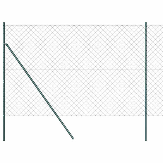 Kettengliedzaun mit Pfosten Grün 1.6 x 10 m Stahl