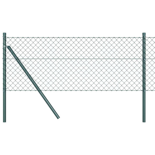 Kettengliedzaun mit Pfosten Grün 0,4 x 25 m Stahl