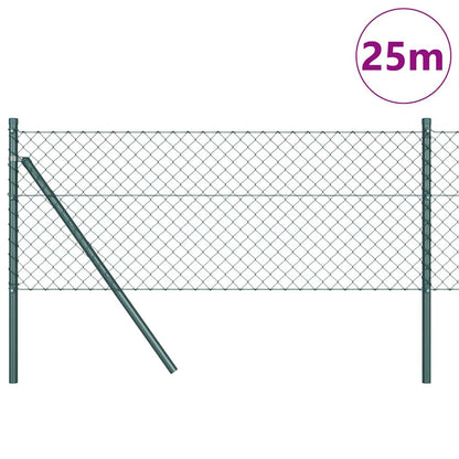 Kettengliedzaun mit Pfosten Grün 0,4 x 25 m Stahl