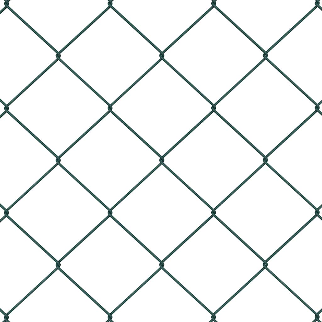 Kettengliedzaun mit Pfosten Grün 0,6 x 25 m Stahl