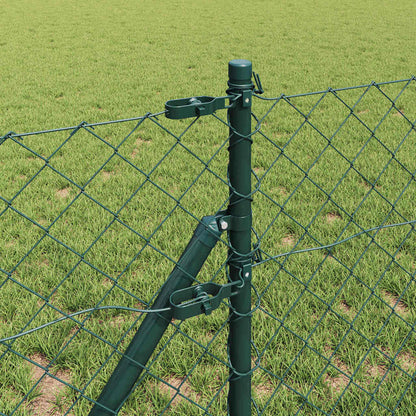 Kettengliedzaun mit Pfosten Grün 0,6 x 25 m Stahl