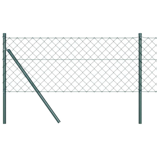 Kettengliedzaun mit Pfosten Grün 0,6 x 25 m Stahl