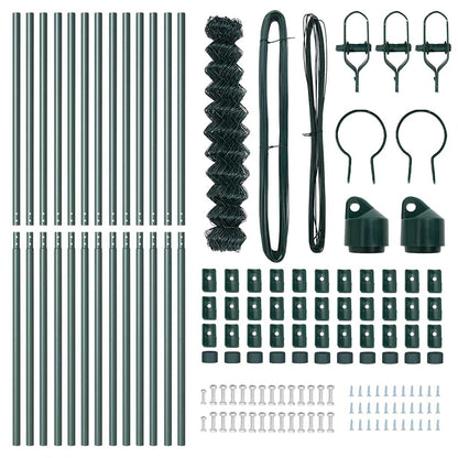 Kettengliedzaun mit Pfosten Grün 1.4 x 25 m Stahl