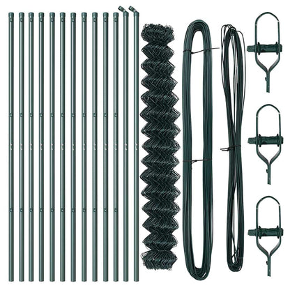 Kettengliedzaun mit Pfosten Grün 1.6 x 25 m Stahl