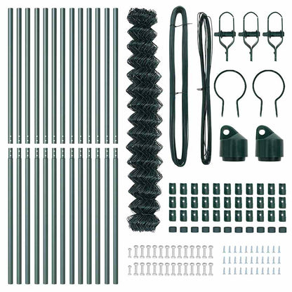 Kettengliedzaun mit Pfosten Grün 1.6 x 25 m Stahl