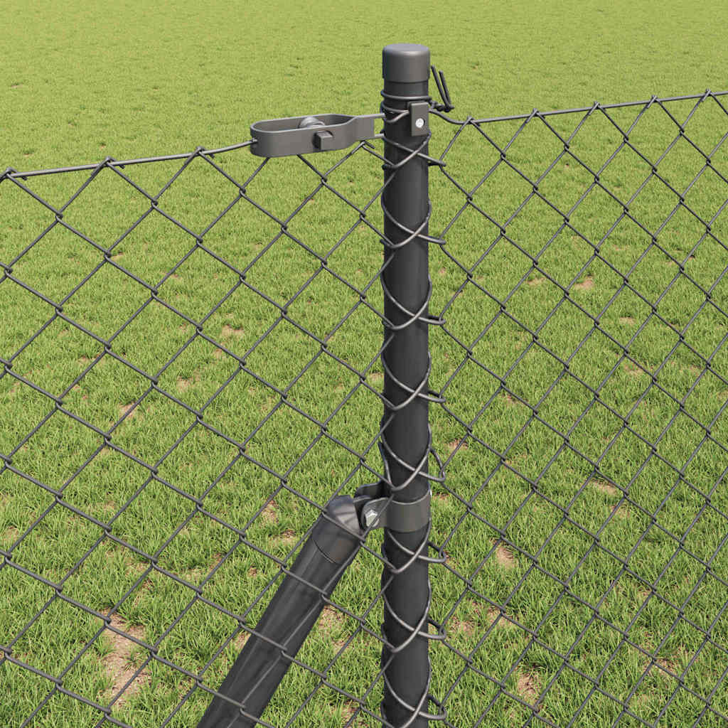 Kettengliedzaun mit Pfosten Grau 1,2 x 10 m Stahl