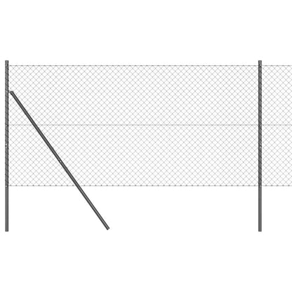 Kettengliedzaun mit Pfosten Grau 1.2 x 10 m Stahl