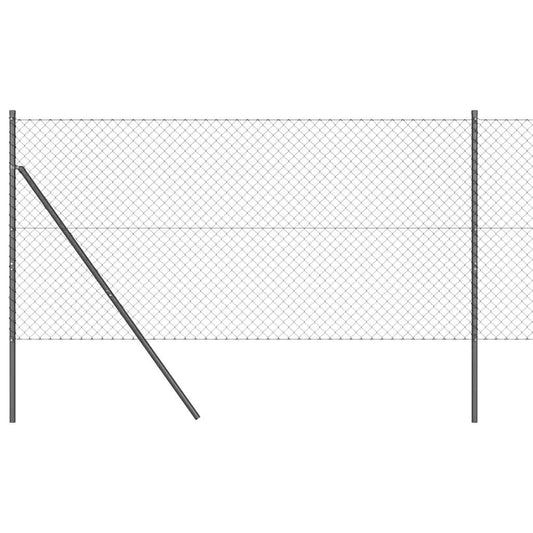 Kettengliedzaun mit Pfosten Grau 1.2 x 10 m Stahl