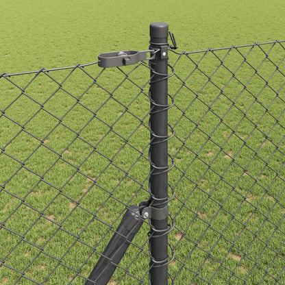 Kettengliedzaun mit Pfosten Grau 1,5 x 10 m Stahl