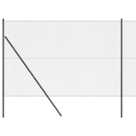 Kettengliedzaun mit Pfosten Grau 1.5 x 10 m Stahl