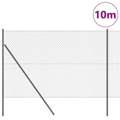 Kettengliedzaun mit Pfosten Grau 1.5 x 10 m Stahl