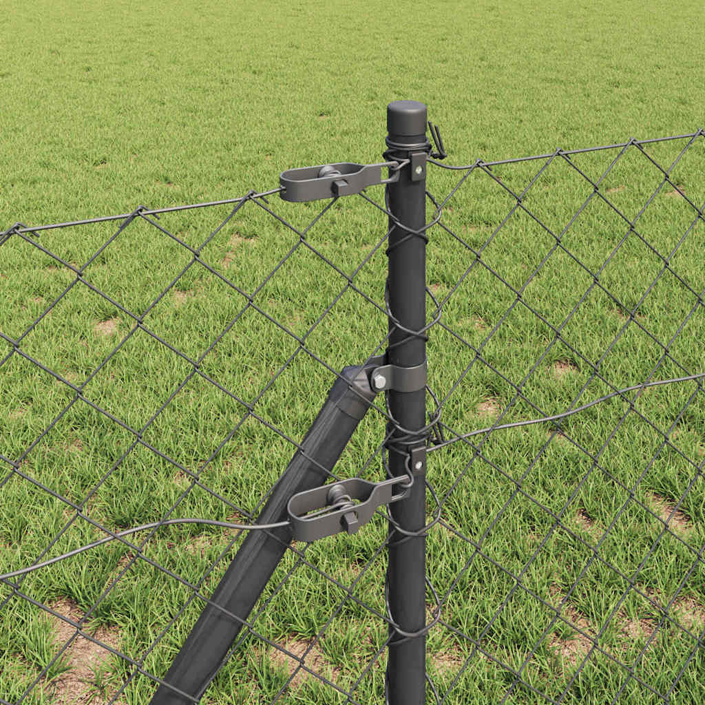 Kettengliedzaun mit Pfosten Grau 0,4 x 10 m Stahl