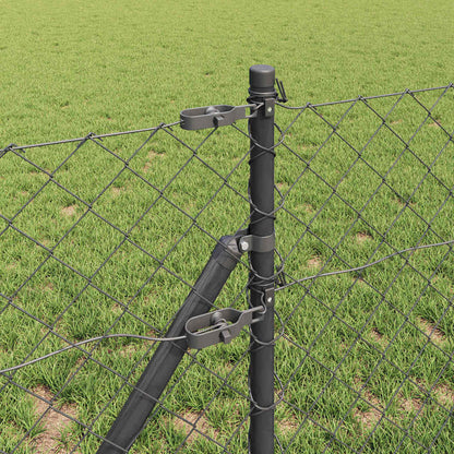 Kettengliedzaun mit Pfosten Grau 0,4 x 10 m Stahl