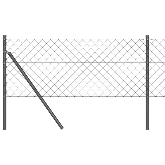 Kettengliedzaun mit Pfosten Grau 0,6 x 10 m Stahl