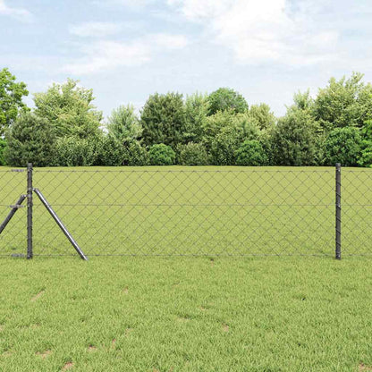 Kettengliedzaun mit Pfosten Grau 0.8 x 10 m Stahl
