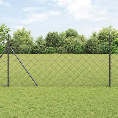 Kettengliedzaun mit Pfosten Grau 1 x 10 m Stahl