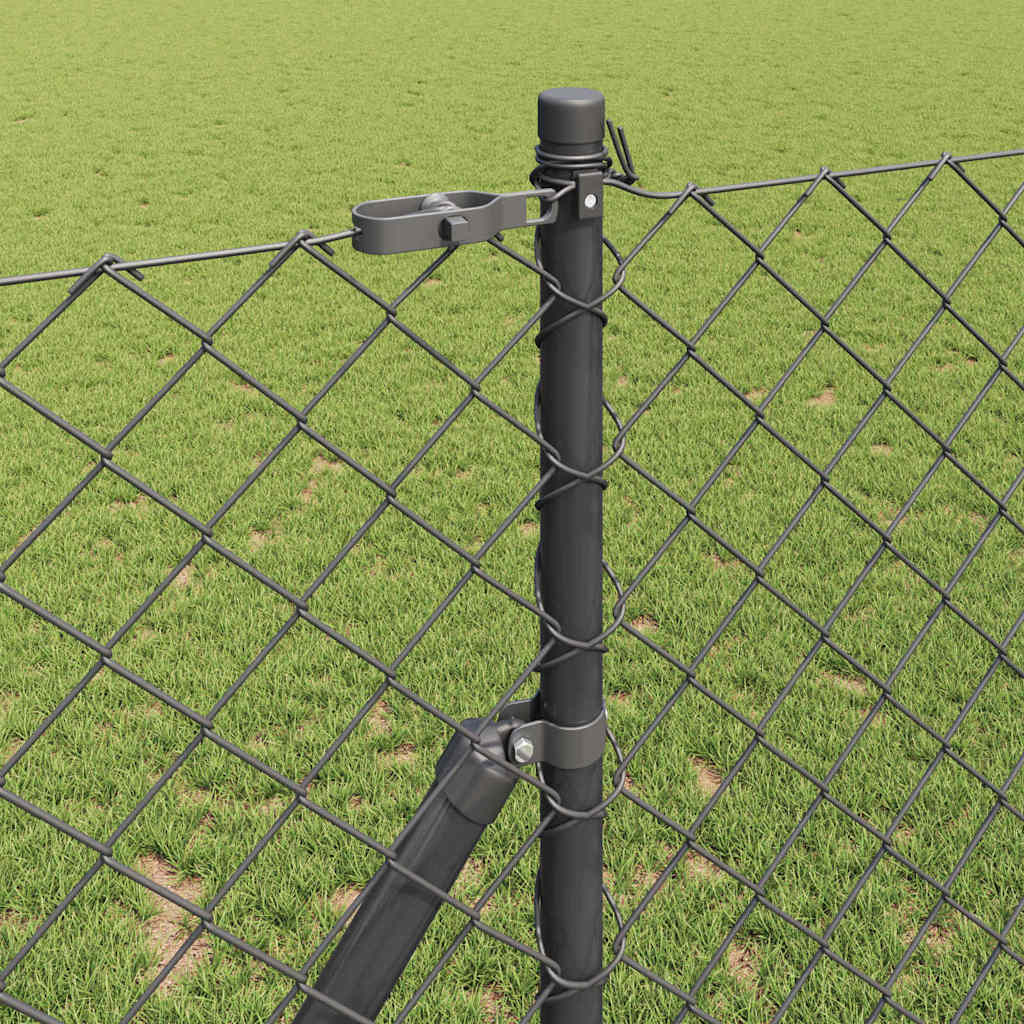 Kettengliedzaun mit Pfosten Grau 1,2 x 10 m Stahl