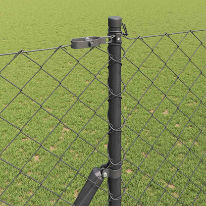Kettengliedzaun mit Pfosten Grau 1,5 x 10 m Stahl
