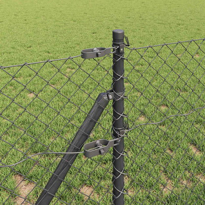 Kettengliedzaun mit Pfosten Grau 0,6 x 25 m Stahl