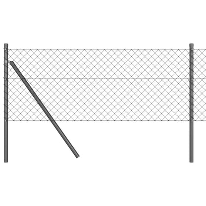 Kettengliedzaun mit Pfosten Grau 0,6 x 25 m Stahl