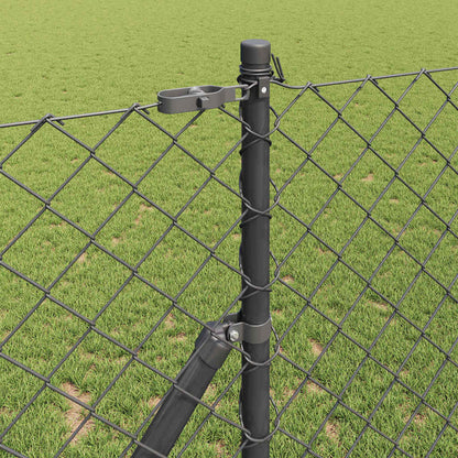 Kettengliedzaun mit Pfosten Grau 1,2 x 25 m Stahl