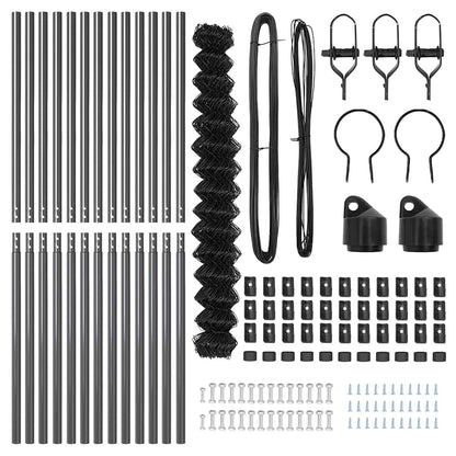 Kettengliedzaun mit Pfosten Grau 1.6 x 25 m Stahl