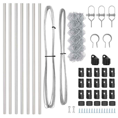 Kettengliedzaun mit Pfosten Silber 0,6 x 10 m Stahl
