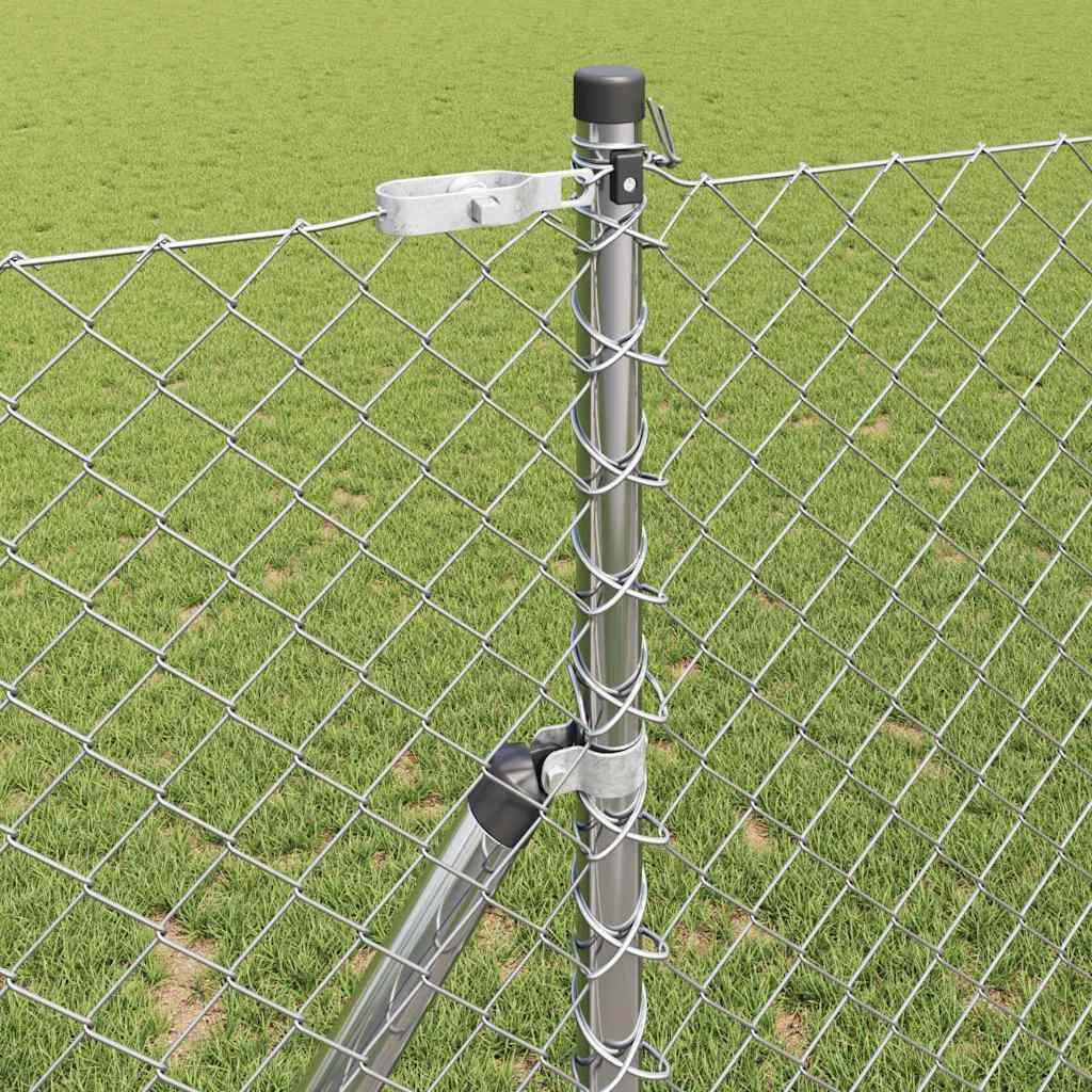 Kettengliedzaun mit Pfosten Silber 1,2 x 10 m Stahl