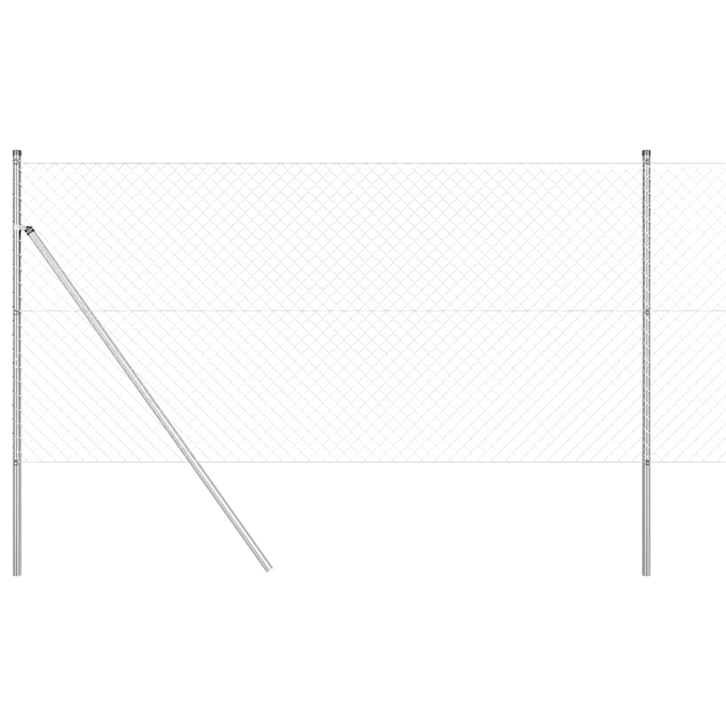 Kettengliedzaun mit Pfosten Silber 1.2 x 10 m Stahl