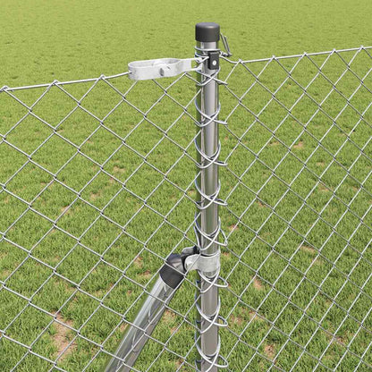 Kettengliedzaun mit Pfosten Silber 1,4 x 10 m Stahl
