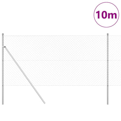 Kettengliedzaun mit Pfosten Silber 1.4 x 10 m Stahl