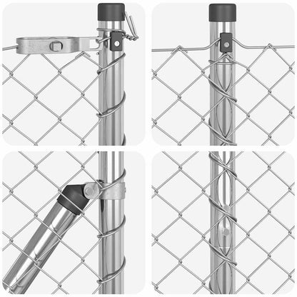 Kettengliedzaun mit Pfosten Silber 1.6 x 10 m Stahl