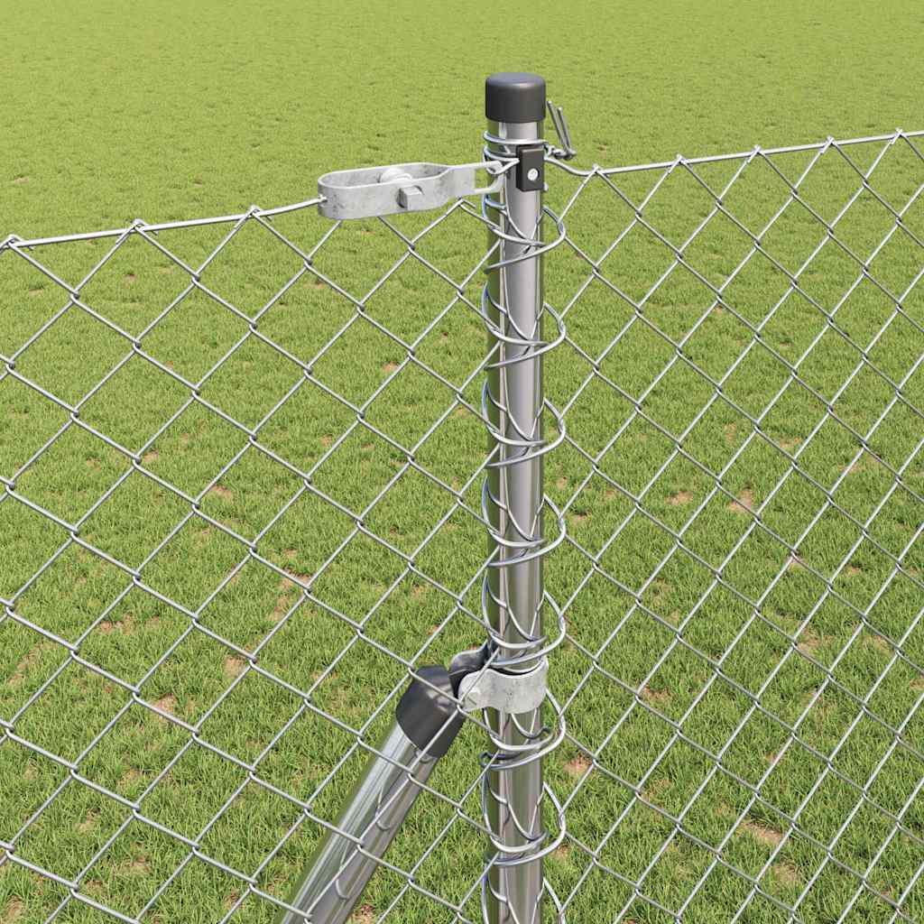 Kettengliedzaun mit Pfosten Silber 1,6 x 10 m Stahl