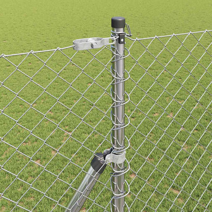 Kettengliedzaun mit Pfosten Silber 1,6 x 10 m Stahl