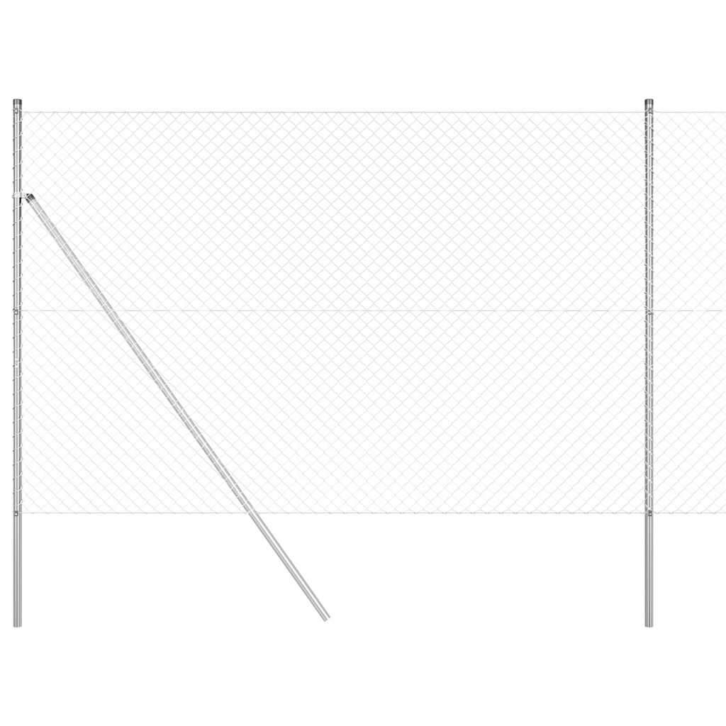 Kettengliedzaun mit Pfosten Silber 1.6 x 10 m Stahl