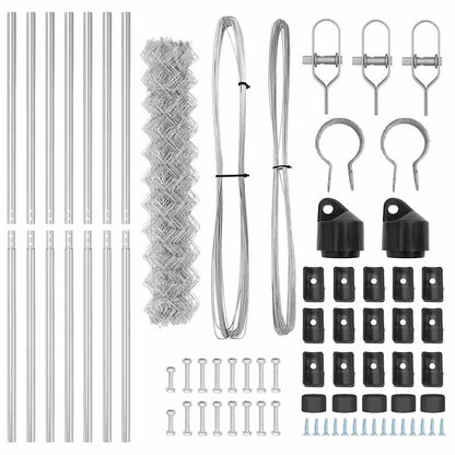 Kettengliedzaun mit Pfosten Silber 1,6 x 10 m Stahl