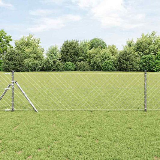Kettengliedzaun mit Pfosten Silber 0,4 x 10 m Stahl