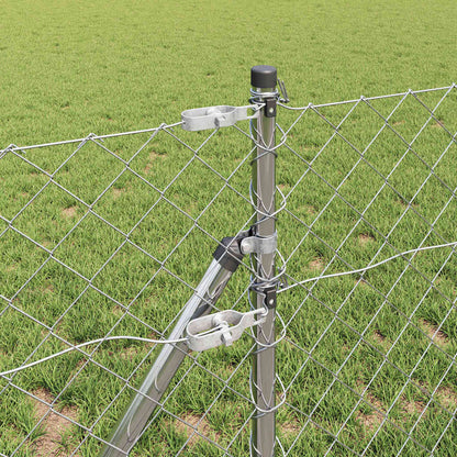 Kettengliedzaun mit Pfosten Silber 0,8 x 10 m Stahl