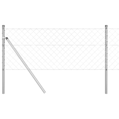 Kettengliedzaun mit Pfosten Silber 0.8 x 10 m Stahl